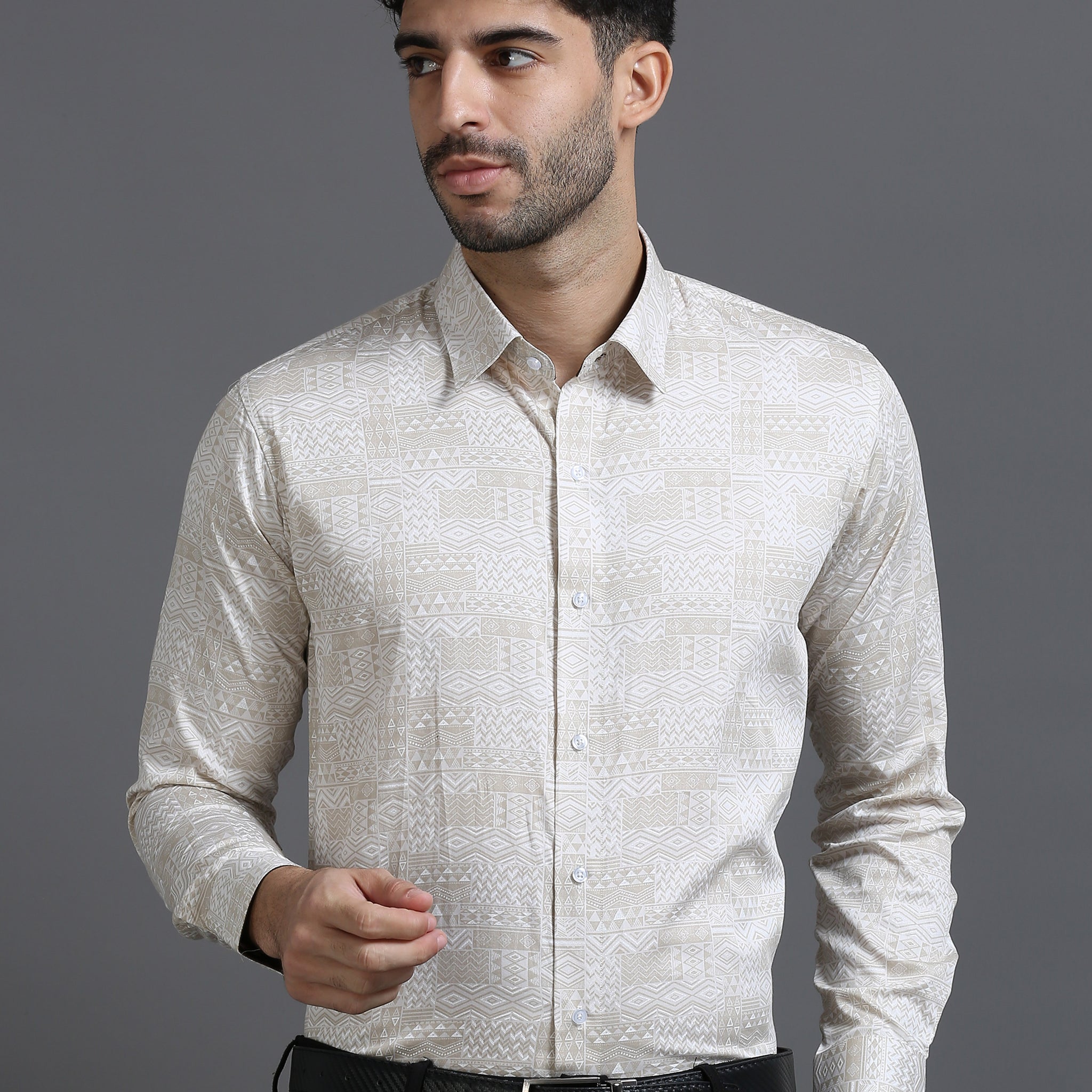 Bianco Geometrico Printed Shirt