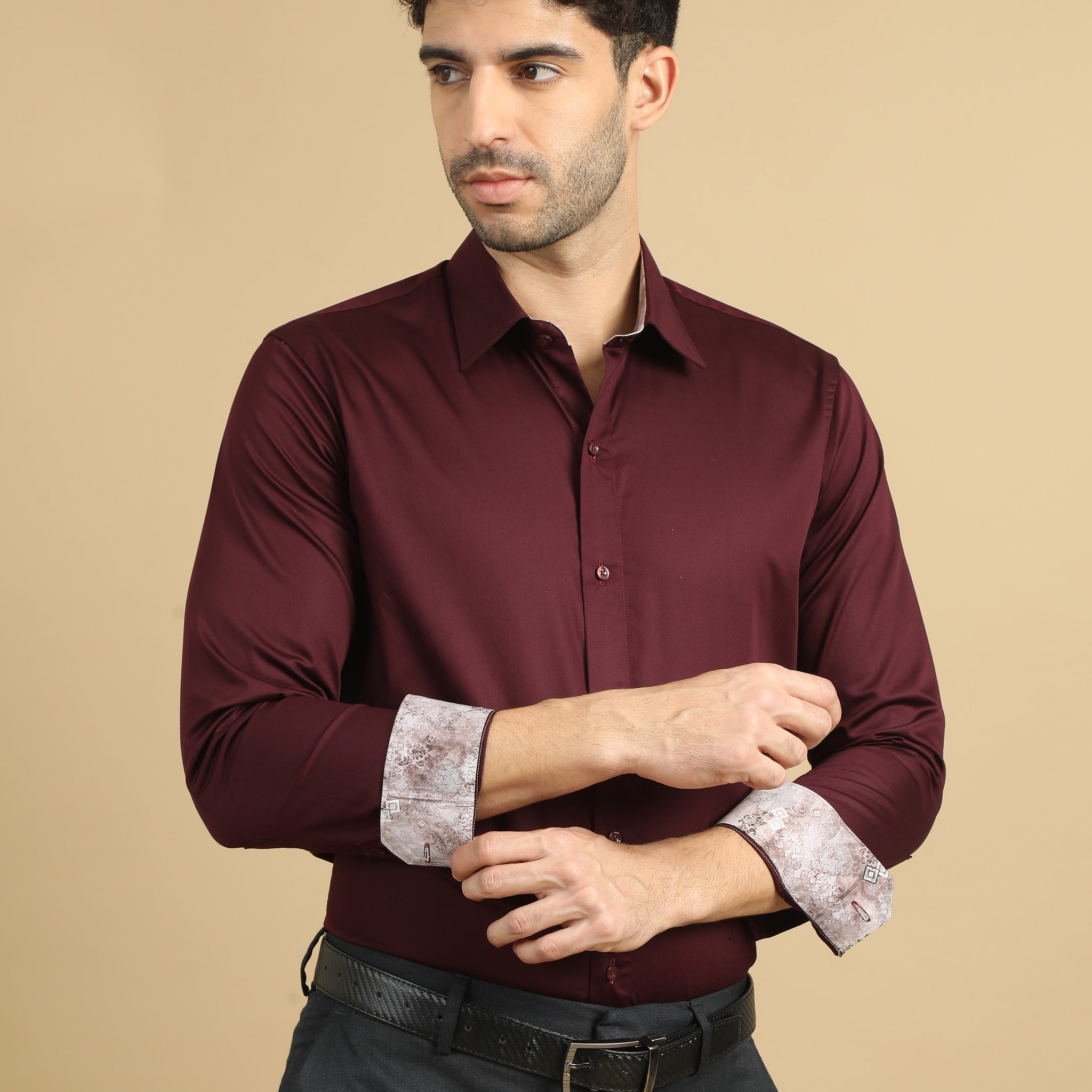 Wine Berry Subtle Sheen Super Soft Premium Satin Cotton Shirt