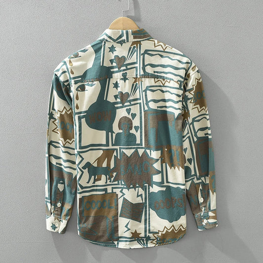 Cubist Tableau Printed Cotton Shirt