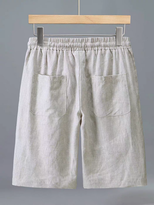 Ivory Drift Linen-Blend Shorts
