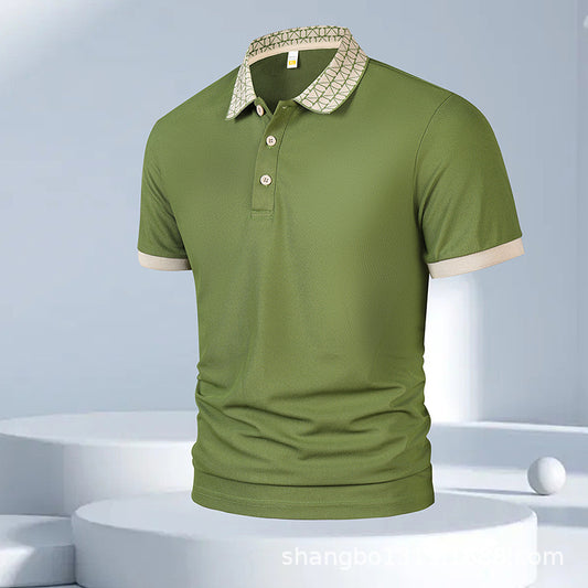 Geometric Crest Collar Polo T-Shirt