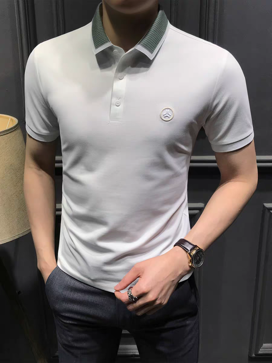 Couture Vintage Striped Collar Polo T-Shirt