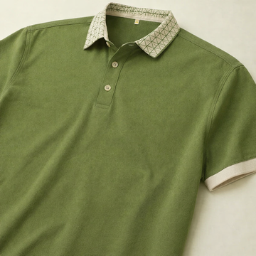 Geometric Crest Collar Polo T-Shirt