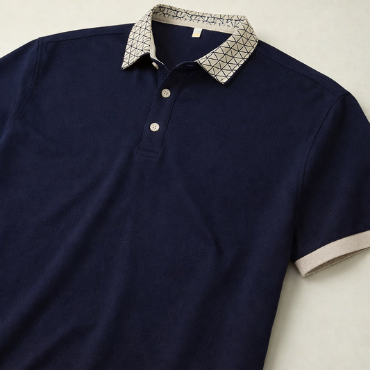 Geometric Crest Collar Polo T-Shirt