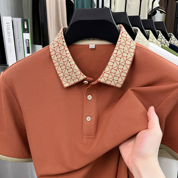 Geometric Crest Collar Polo T-Shirt