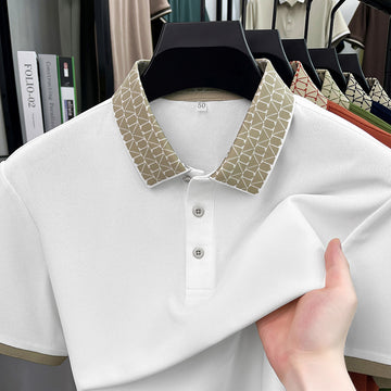 Geometric Crest Collar Polo T-Shirt
