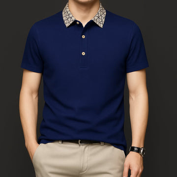 Geometric Grid Luxe Polo T-Shirt