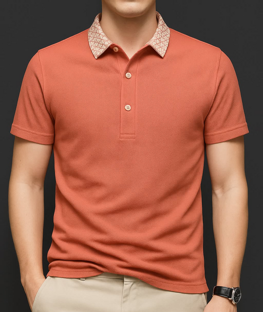Geometric Grid Luxe Polo T-Shirt