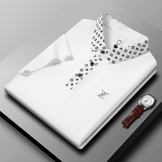 Emblem Placket Polo T-Shirt