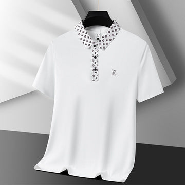 Emblem Placket Polo T-Shirt