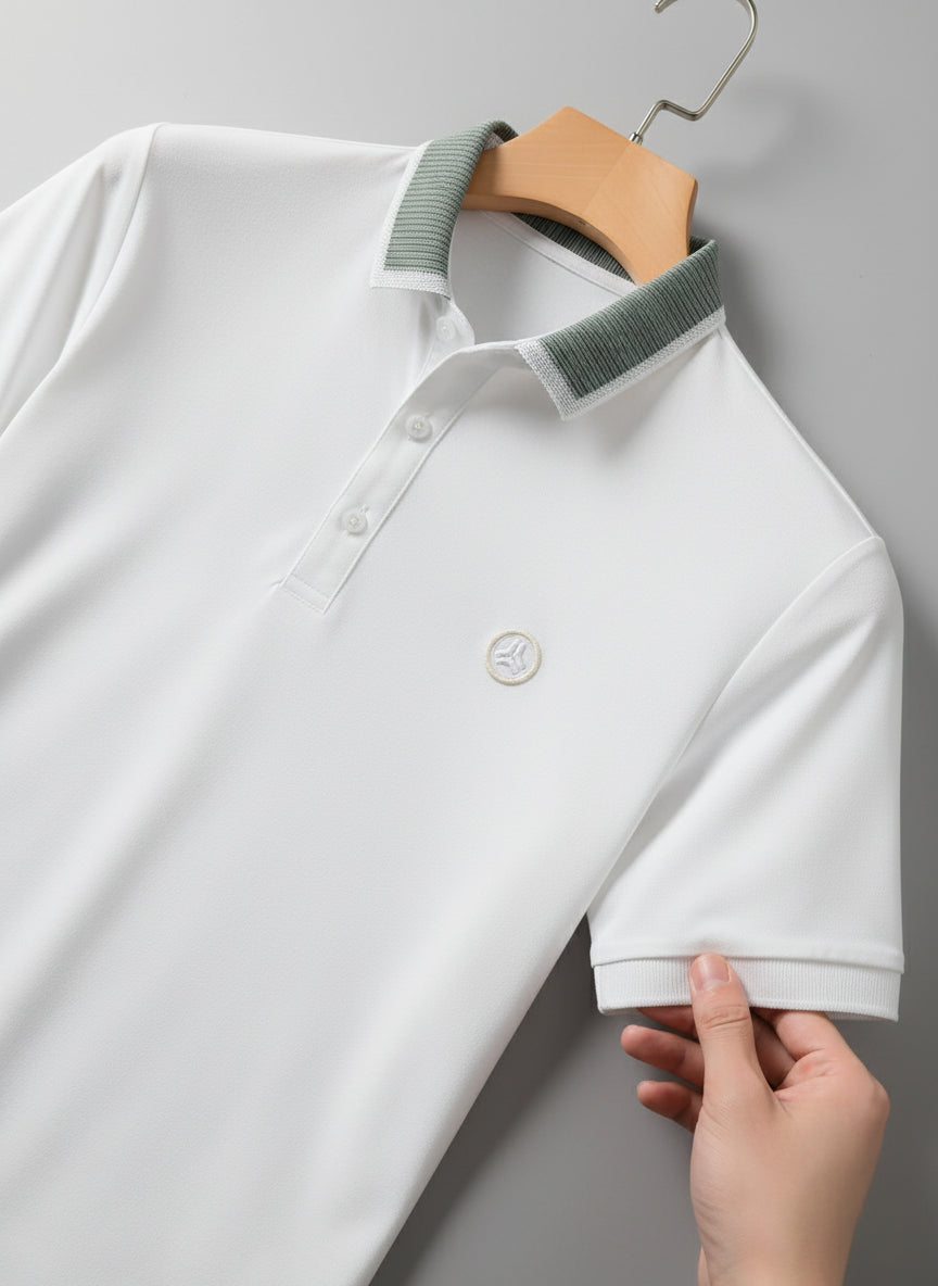 Couture Vintage Striped Collar Polo T-Shirt