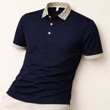 Geometric Grid Luxe Polo T-Shirt