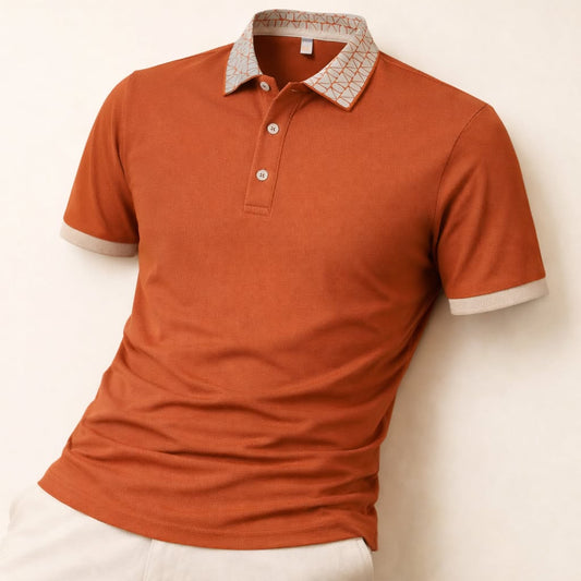 Geometric Grid Luxe Polo T-Shirt